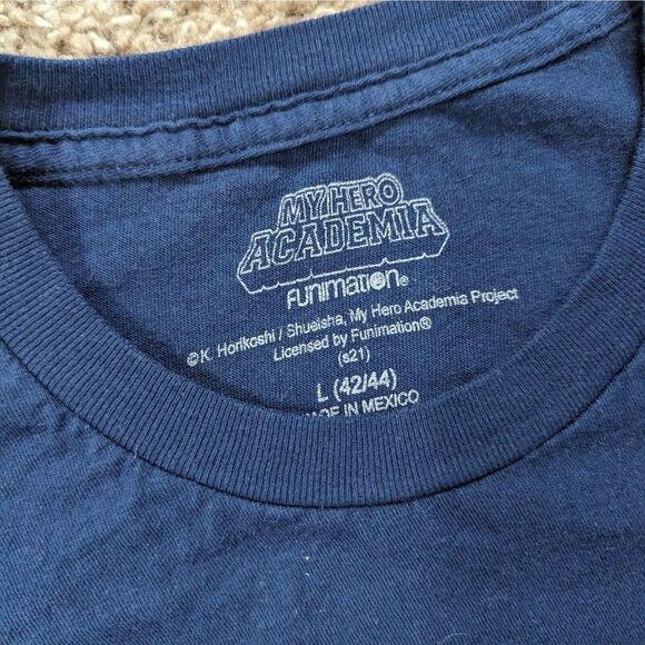 Funimation My Hero Academia T-Shirt Men's Sz Large Graphic Print Anime Navy Blue - Picture 4 of 5